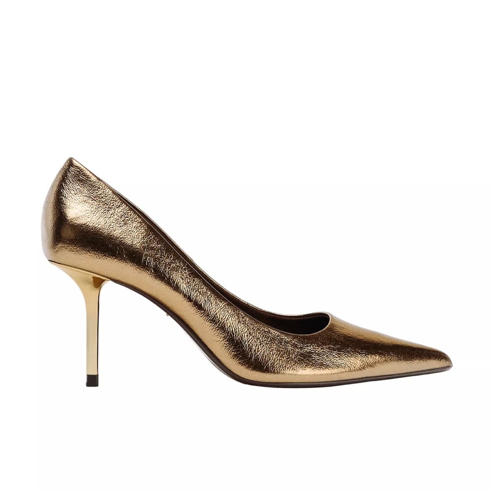 Metallic Gold Women's Pointed-Toe Heel Pump